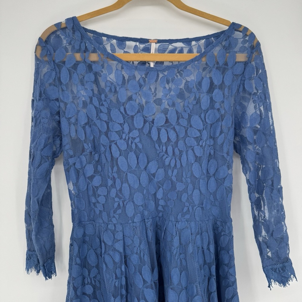 Free People Blue Asymmetrical Lace Dress - Picture 3 of 11